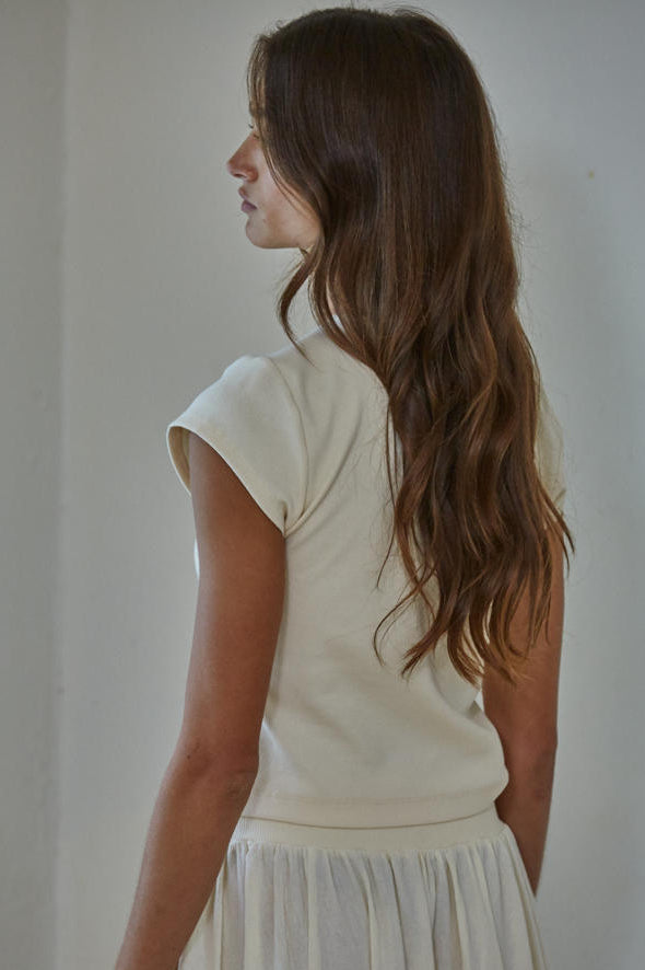 Ribbed Cotton Short Sleeve Top