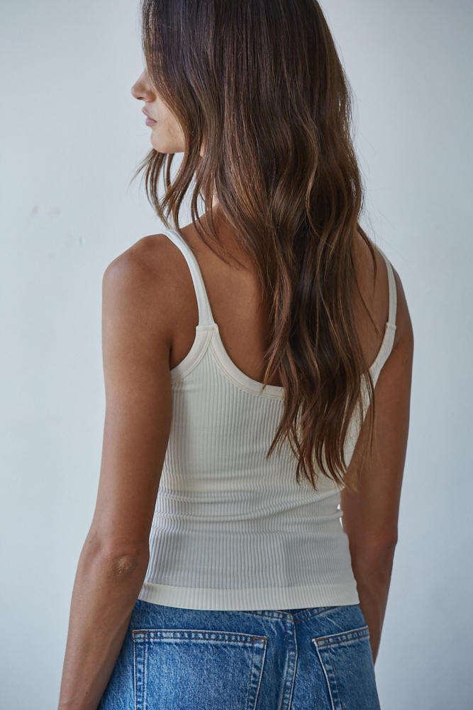 Seamless Ribbed Built In Bra Cami Tank
