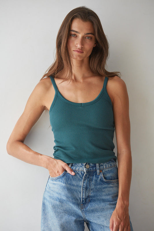 Seamless Ribbed Built In Bra Cami Tank