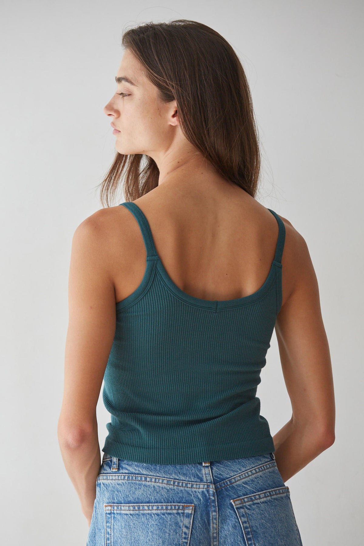 Seamless Ribbed Built In Bra Cami Tank