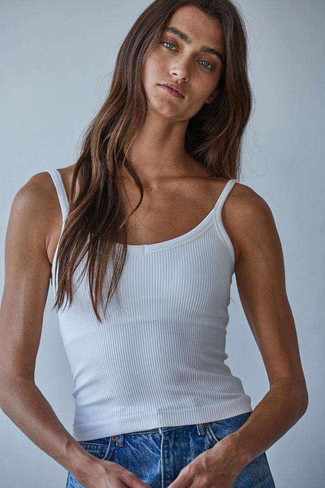 Seamless Ribbed Built In Bra Cami Tank
