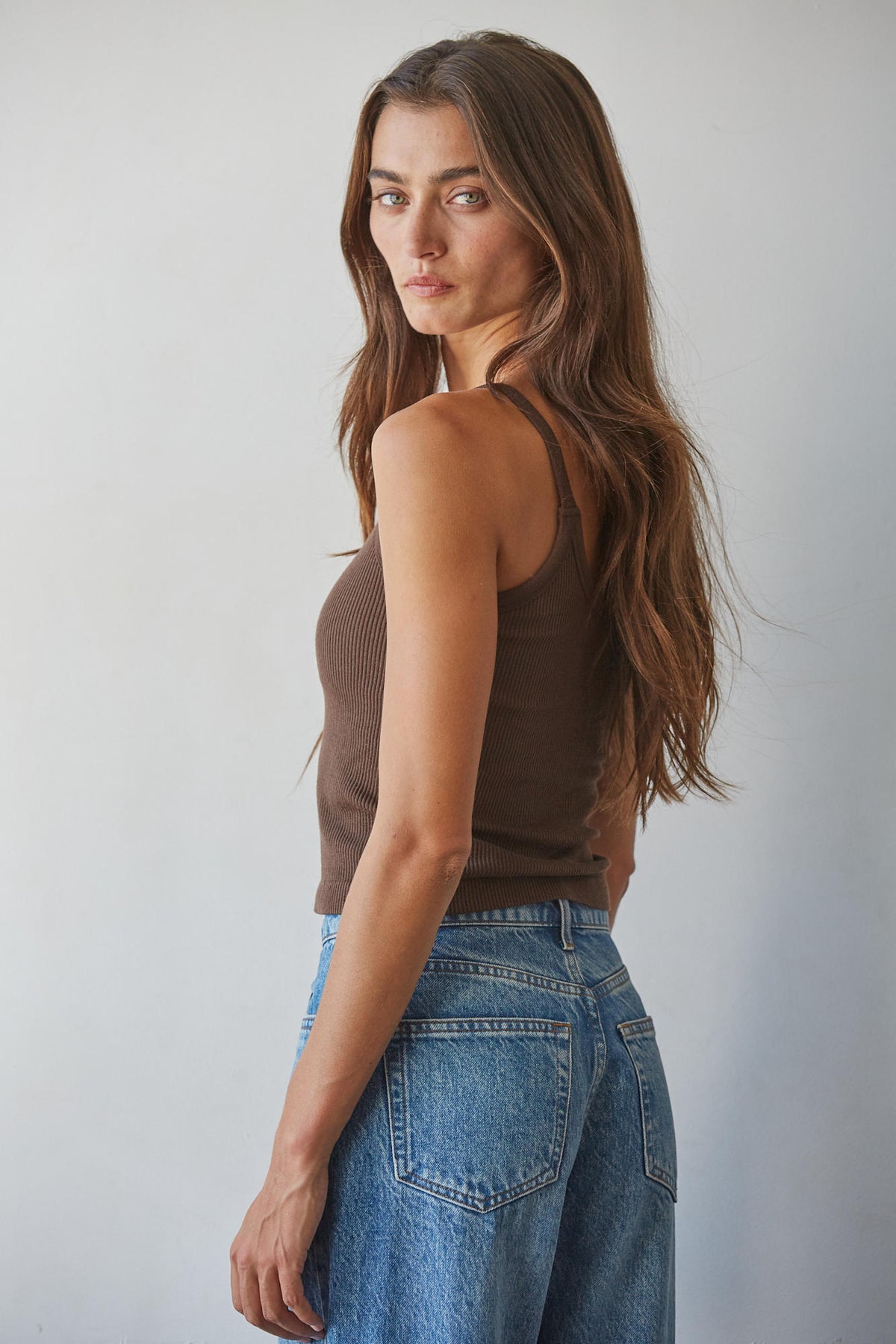 Seamless Ribbed Built In Bra Cami Tank