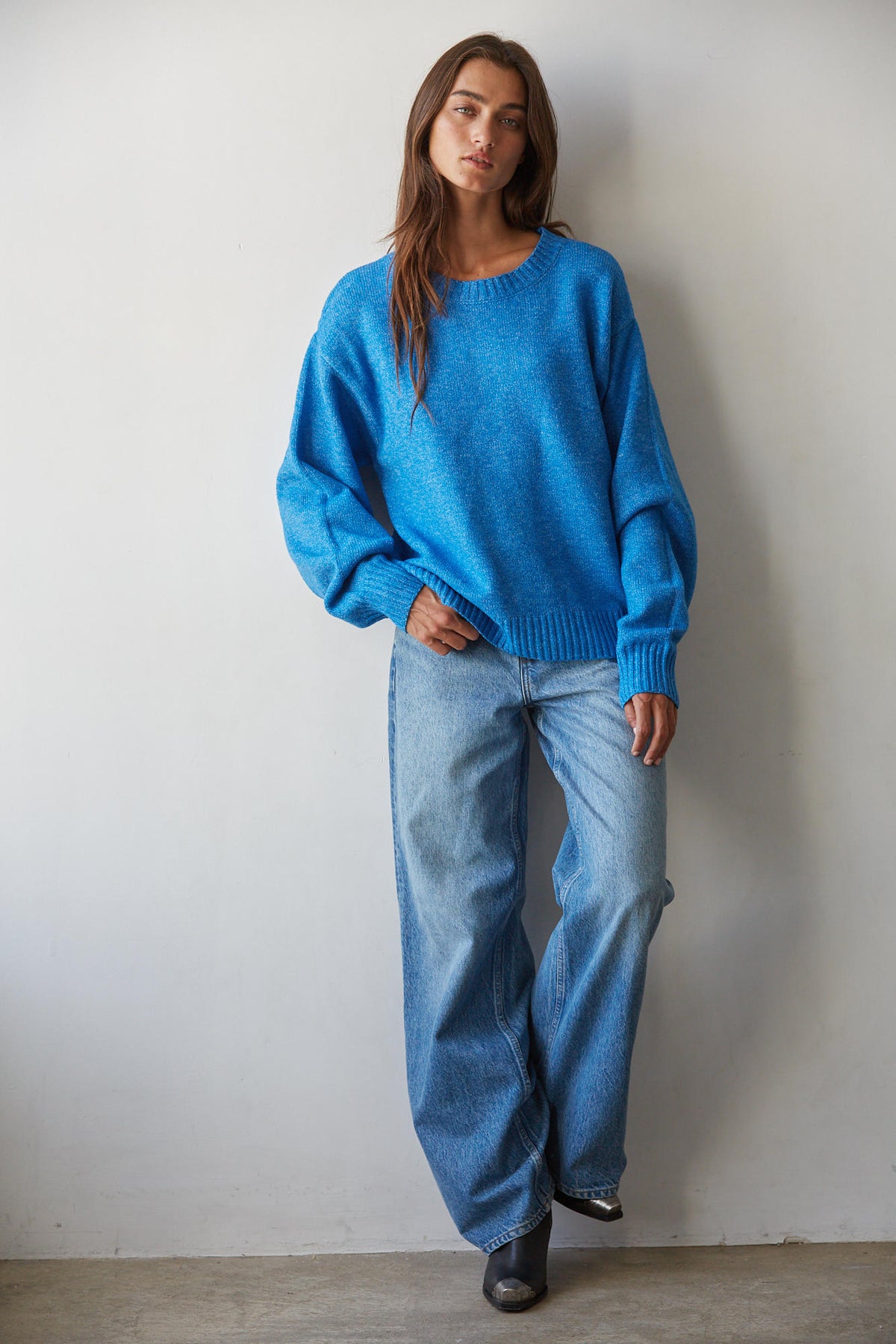 Cobalt Blue Soft Knit Crewneck Sweater