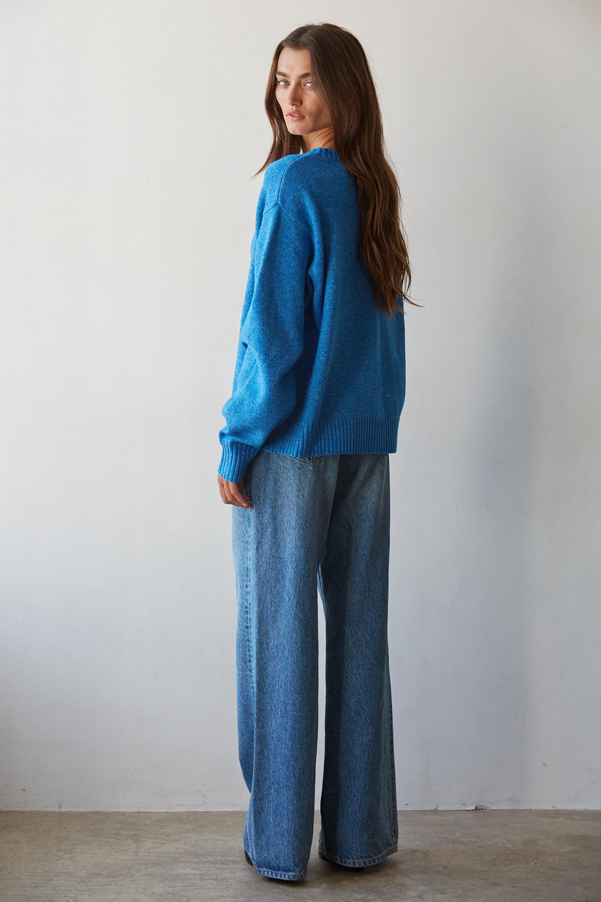 Cobalt Blue Soft Knit Crewneck Sweater
