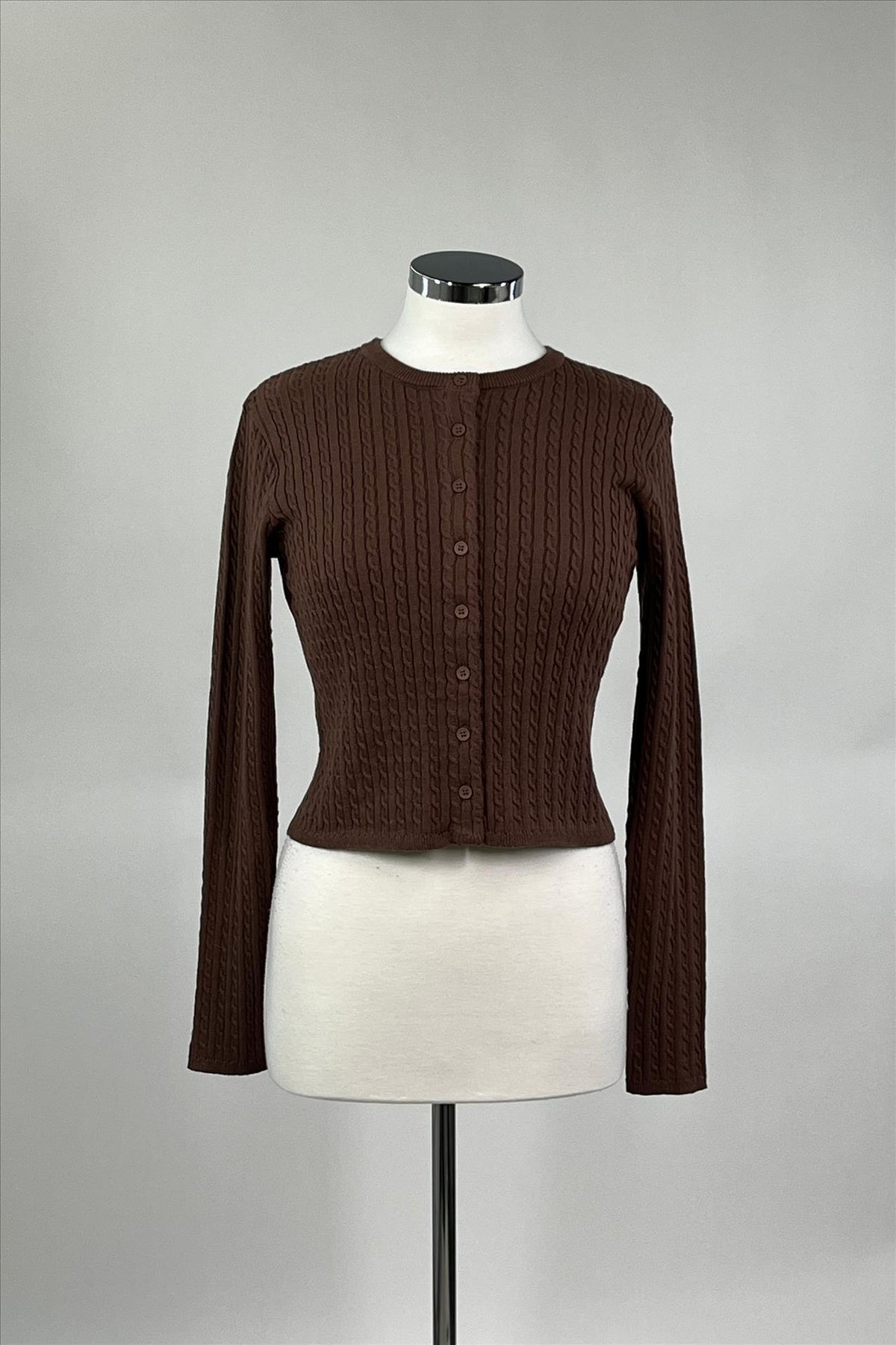 Fitted Cotton Cable Knit Cardigan