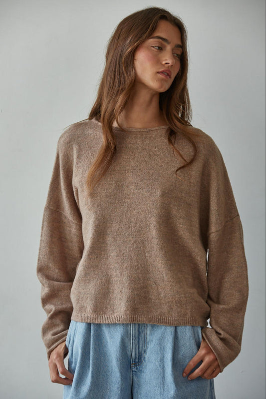 Rolled Neck Knit Pullover Sweater