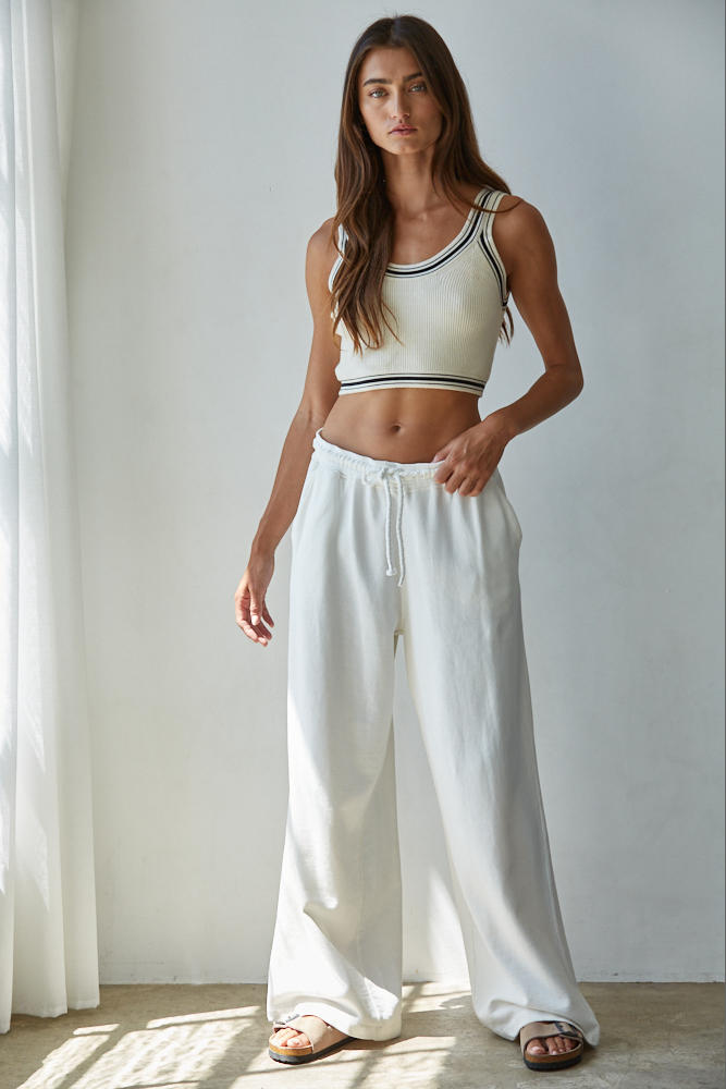 Scoop Neck Varsity Ribbed Knit Bralette