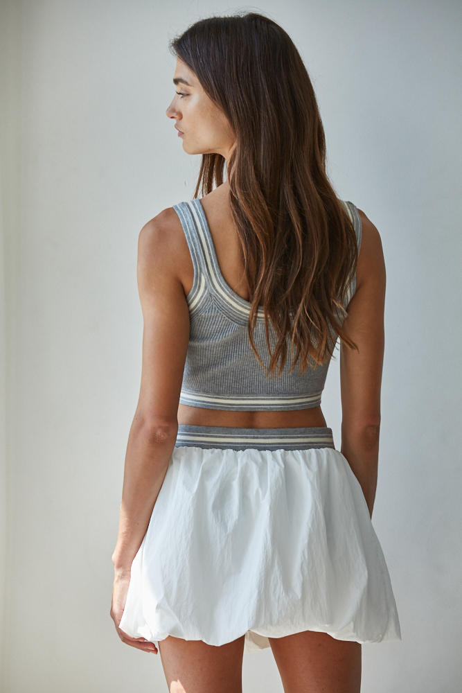 Scoop Neck Varsity Ribbed Knit Bralette