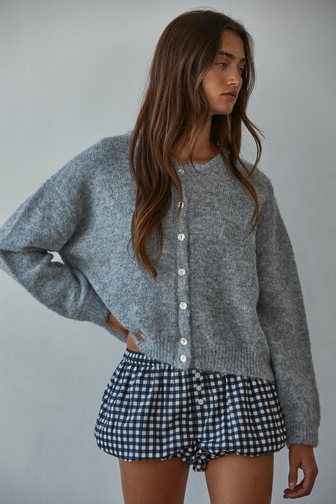 Oversized Round Neck Cozy Cardigan Sweater