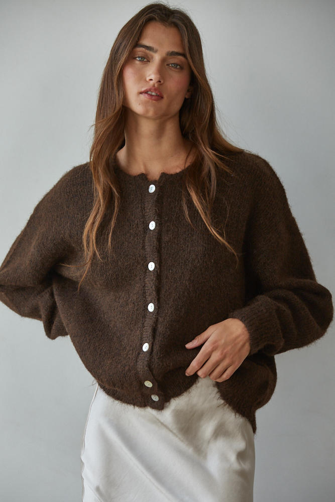 Oversized Round Neck Cozy Cardigan Sweater