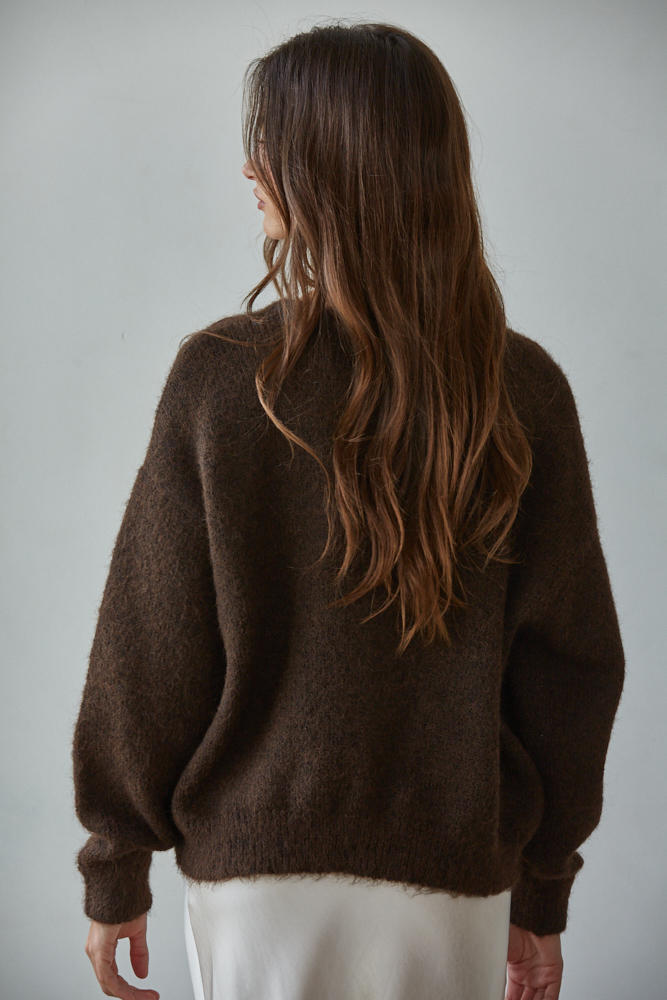 Oversized Round Neck Cozy Cardigan Sweater