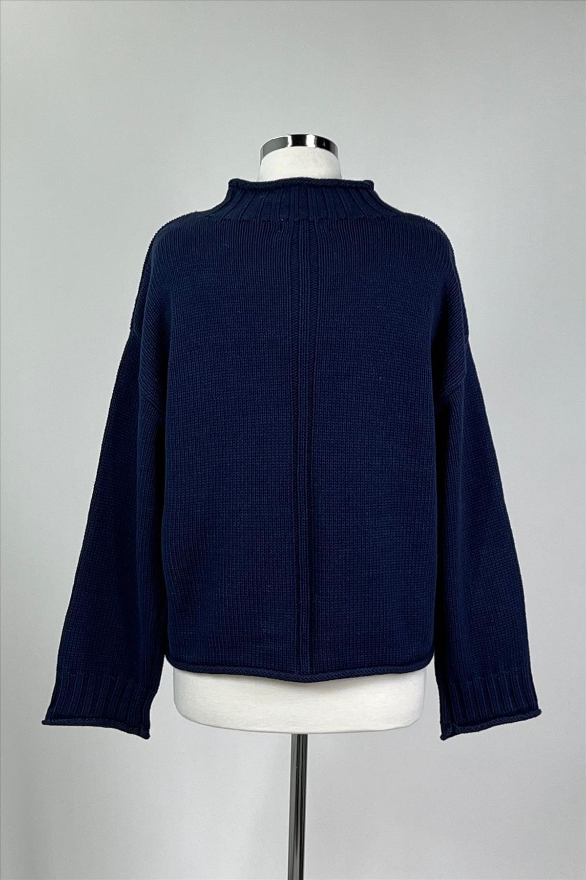 Cotton Rolled Mock Neck Sweater