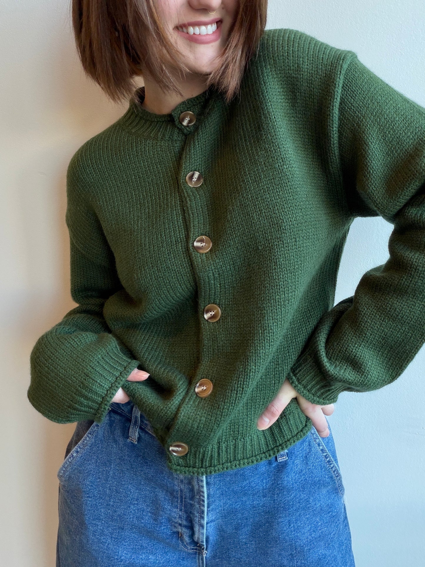 Rolled Edge Drop Shoulder Cardigan