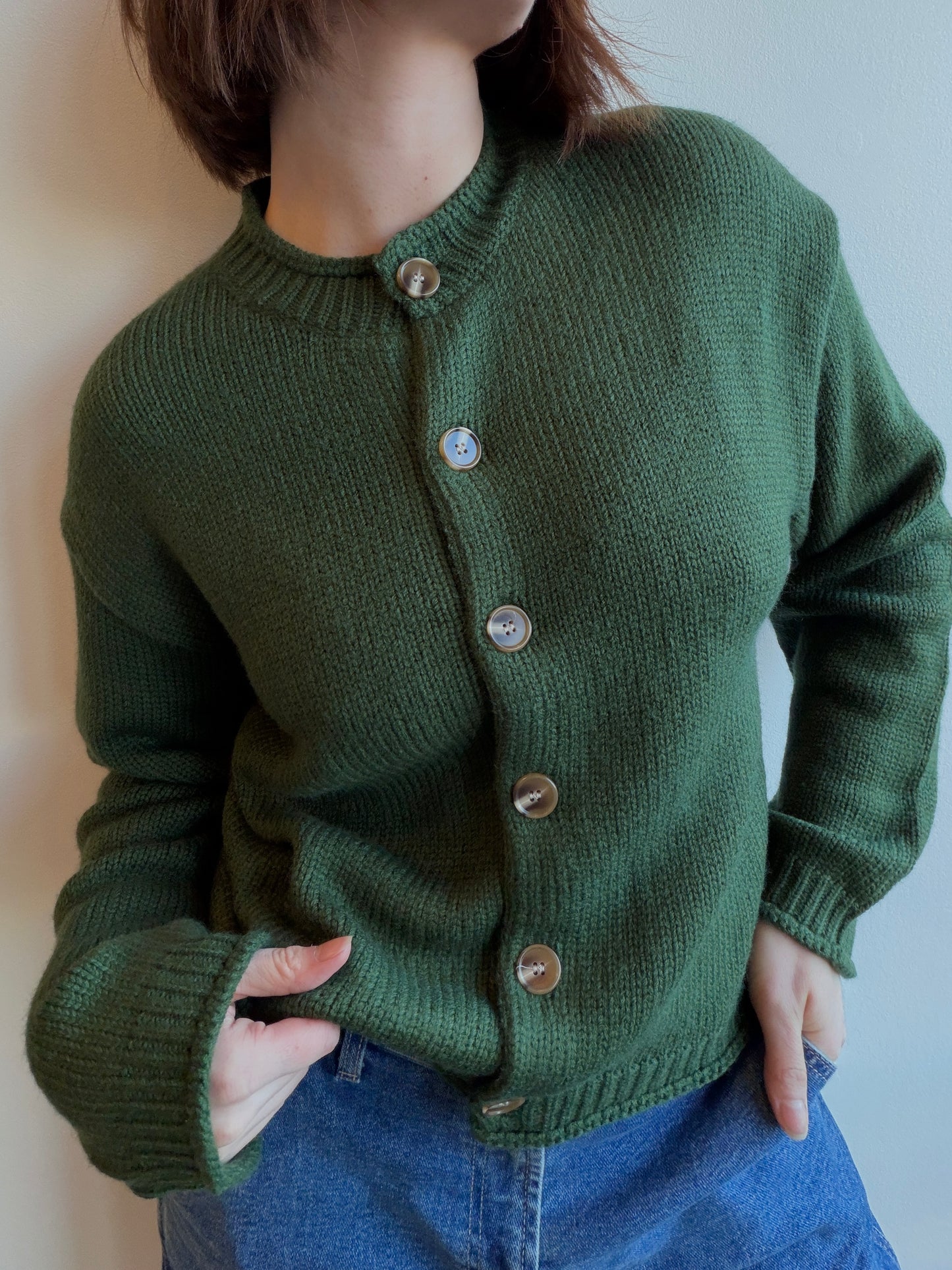 Rolled Edge Drop Shoulder Cardigan