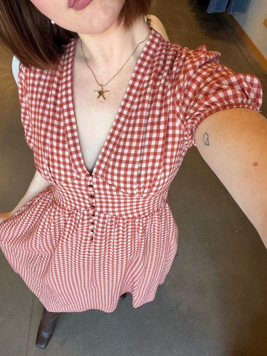 Sienna Gingham Cotton Maxi Dress