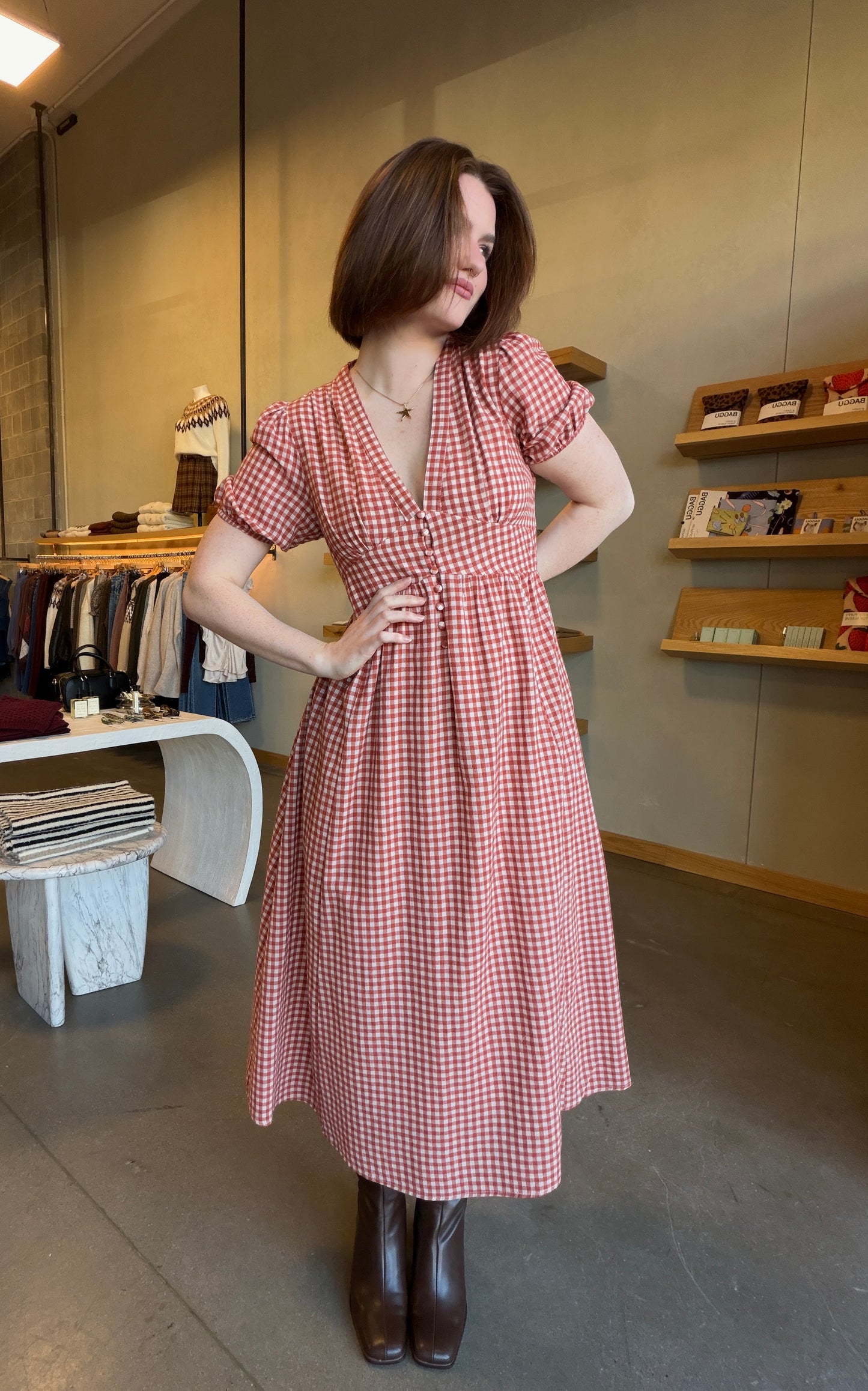 Sienna Gingham Cotton Maxi Dress