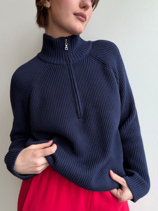 Half-Zip Ribbed Sweater