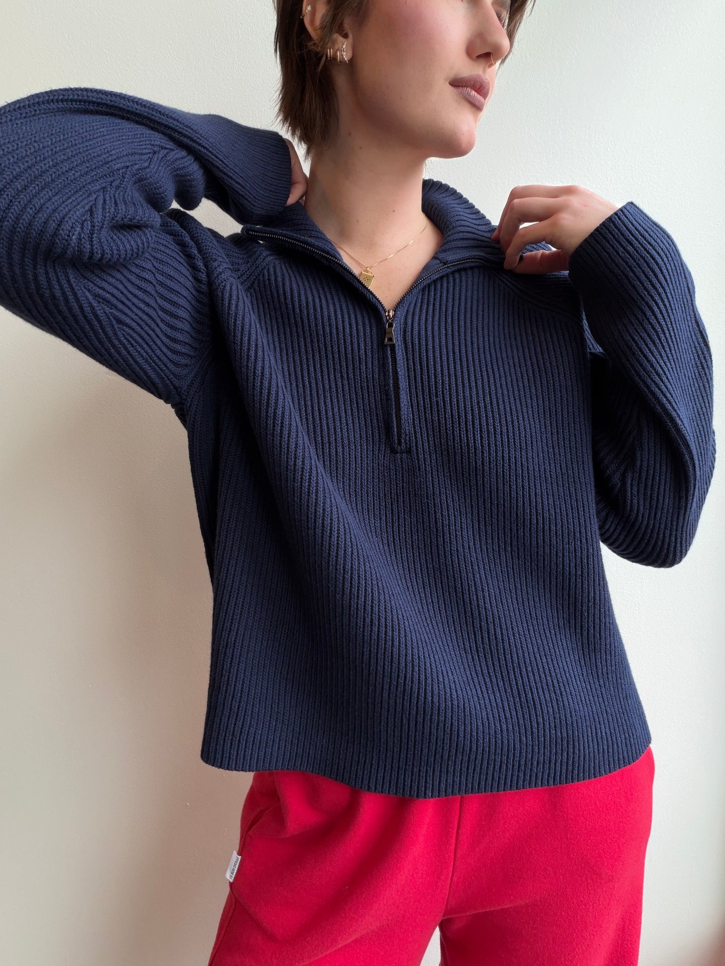 Half-Zip Ribbed Sweater
