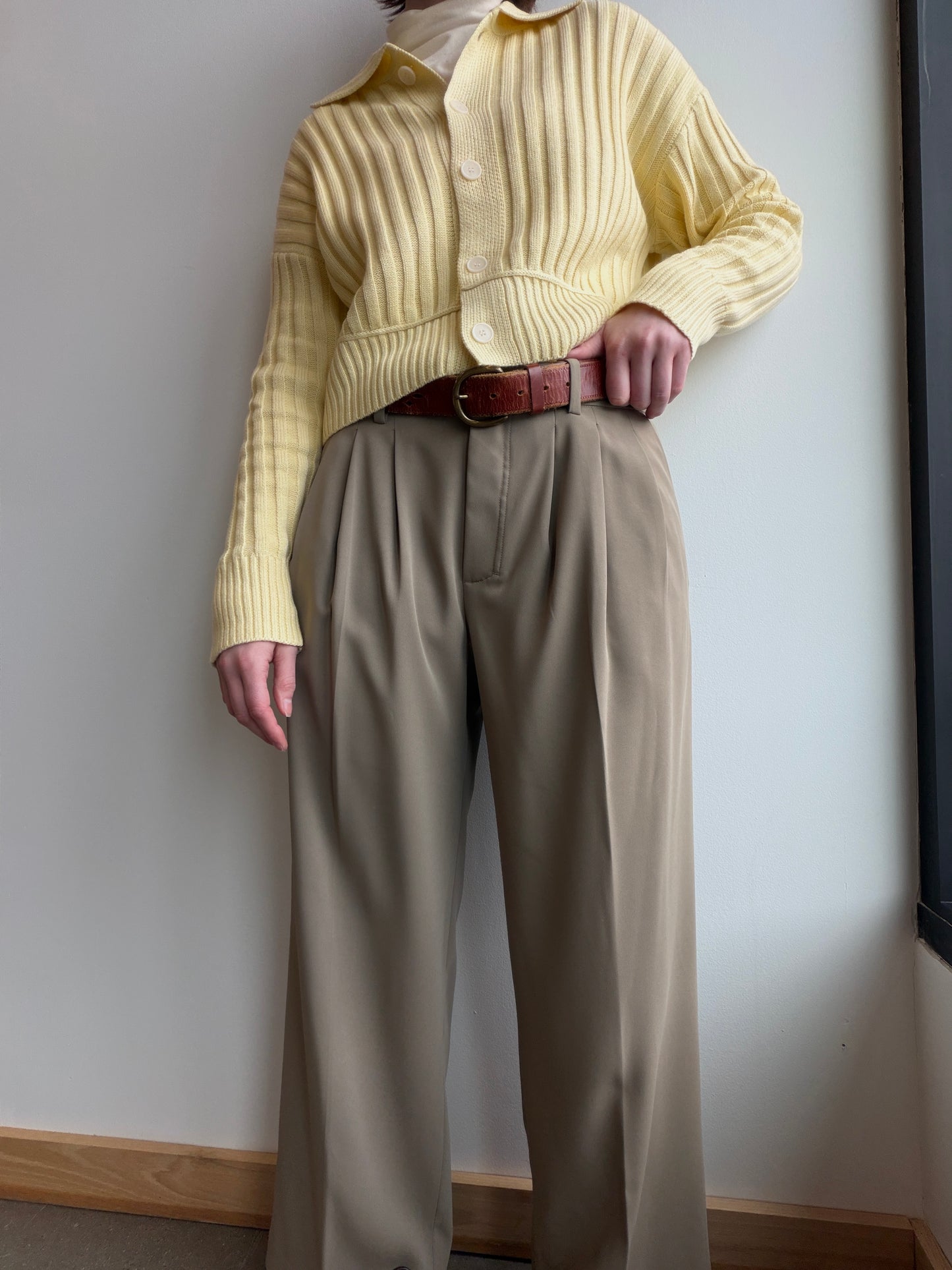 Pleated Tapered Ankle Trousers