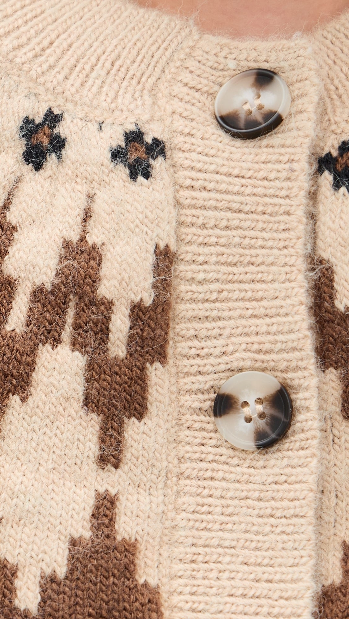 Tan Fair Isle Cardigan Sweater