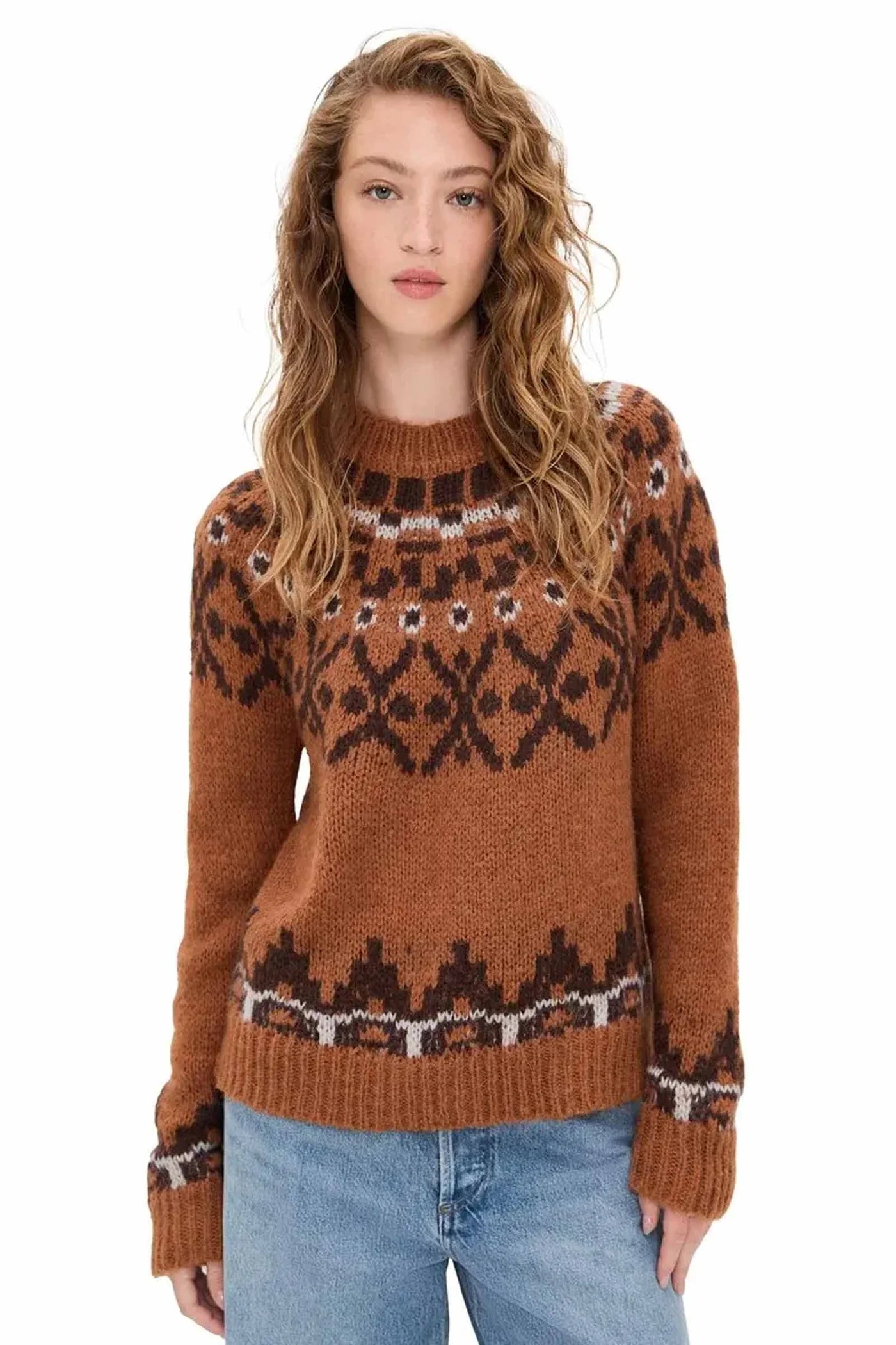 Brown Fair Isle Pullover Sweater