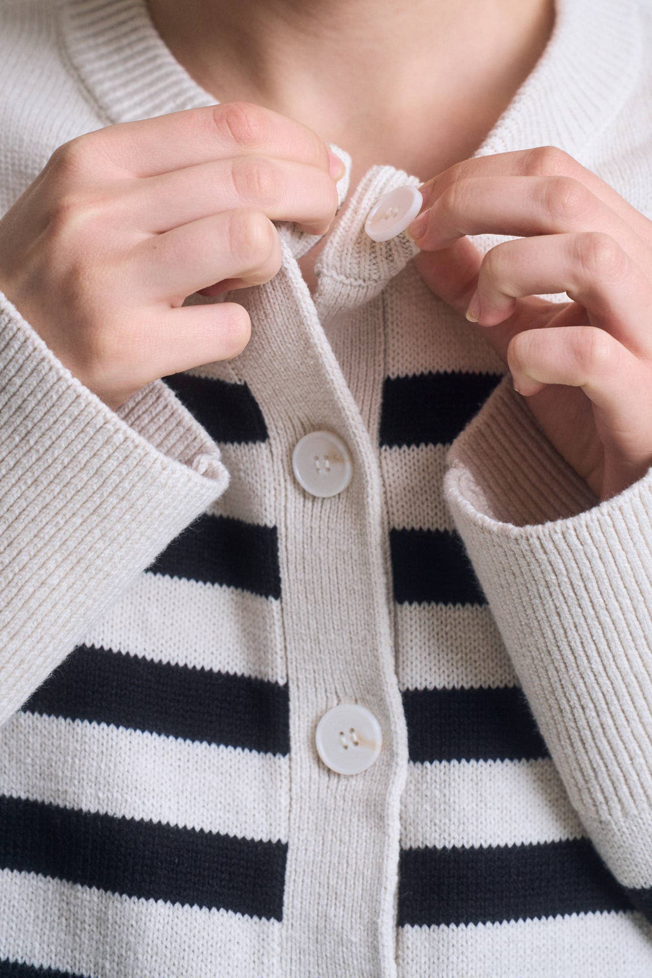 White Black Stripe Cardigan