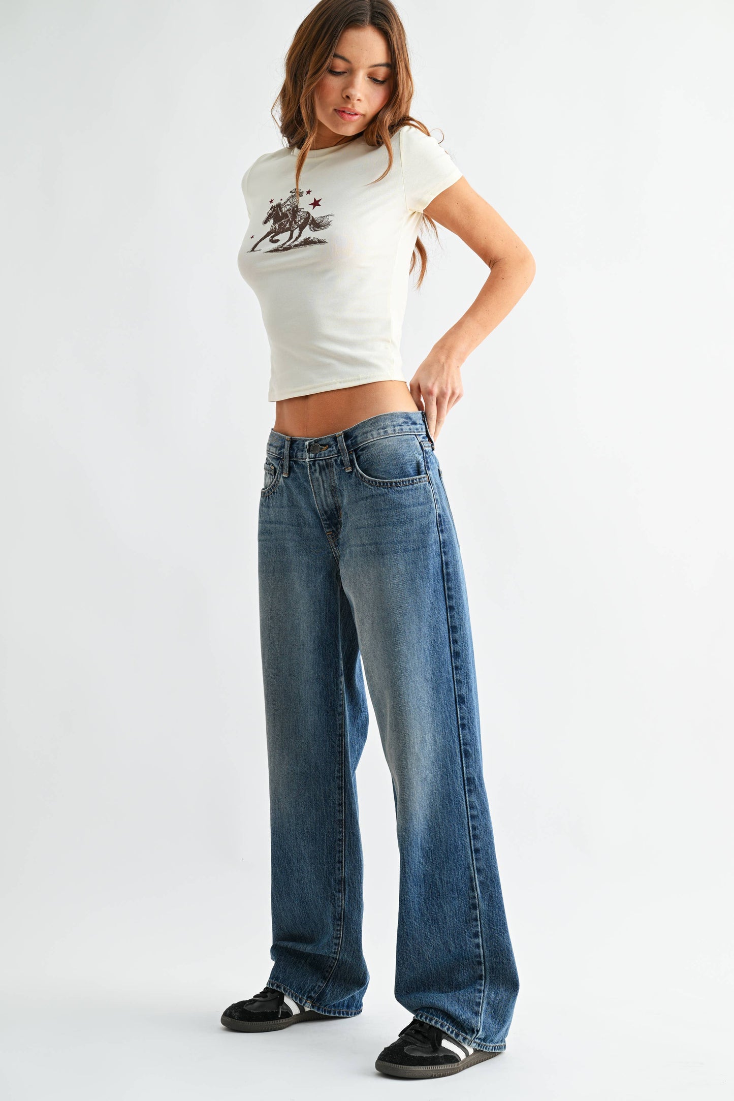 Medium Wash Baggy Straight Leg Jean