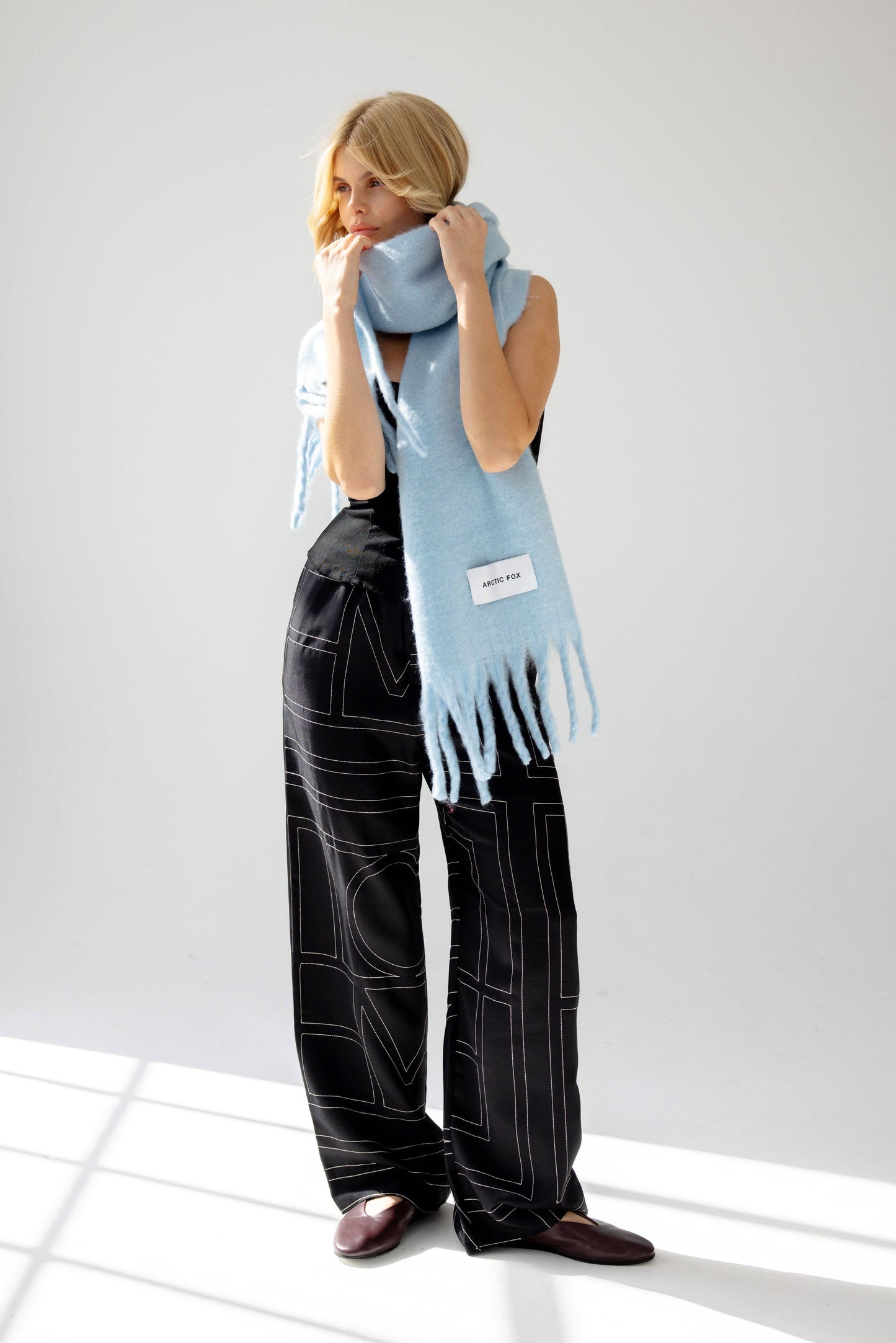 Glacier Blue Brushed Oversized Scarf