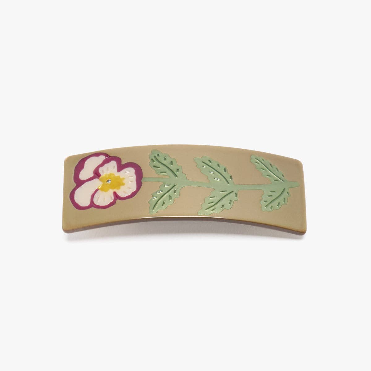 Gold Pansy Flower Acetate French Barrette Clip