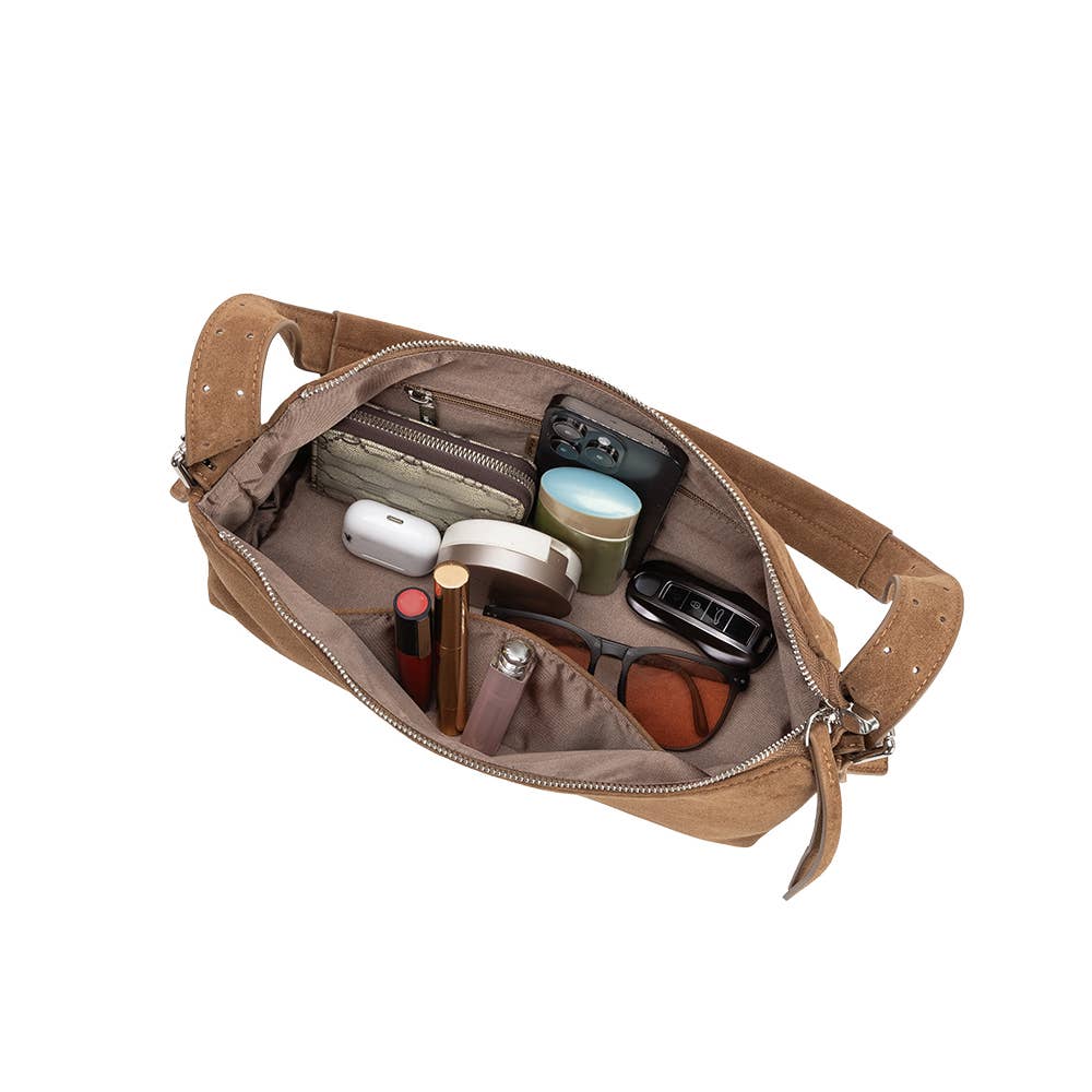 Camel Vegan Suede Valeria Shoulder Bag