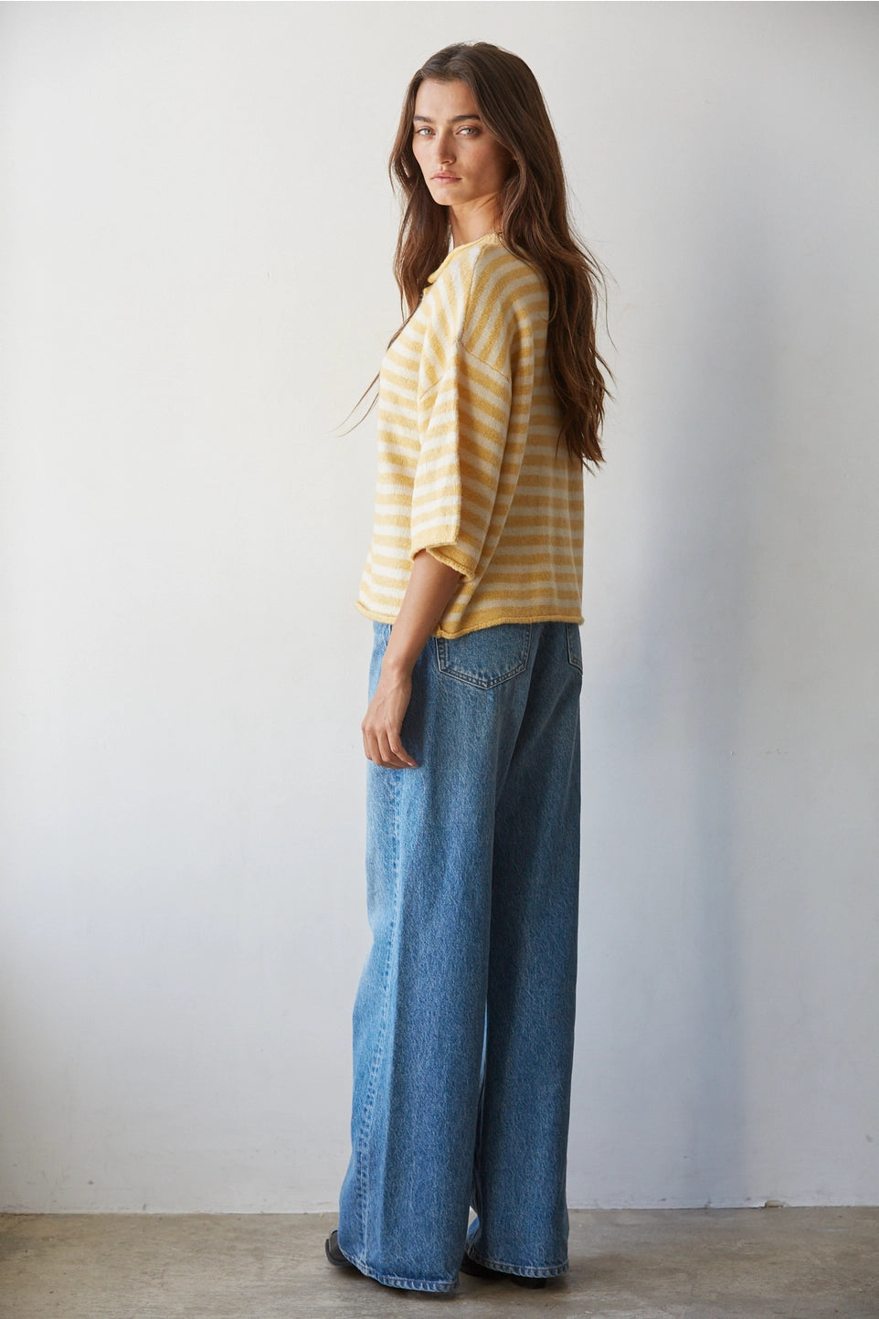 Yellow Striped Button-Up Cardigan