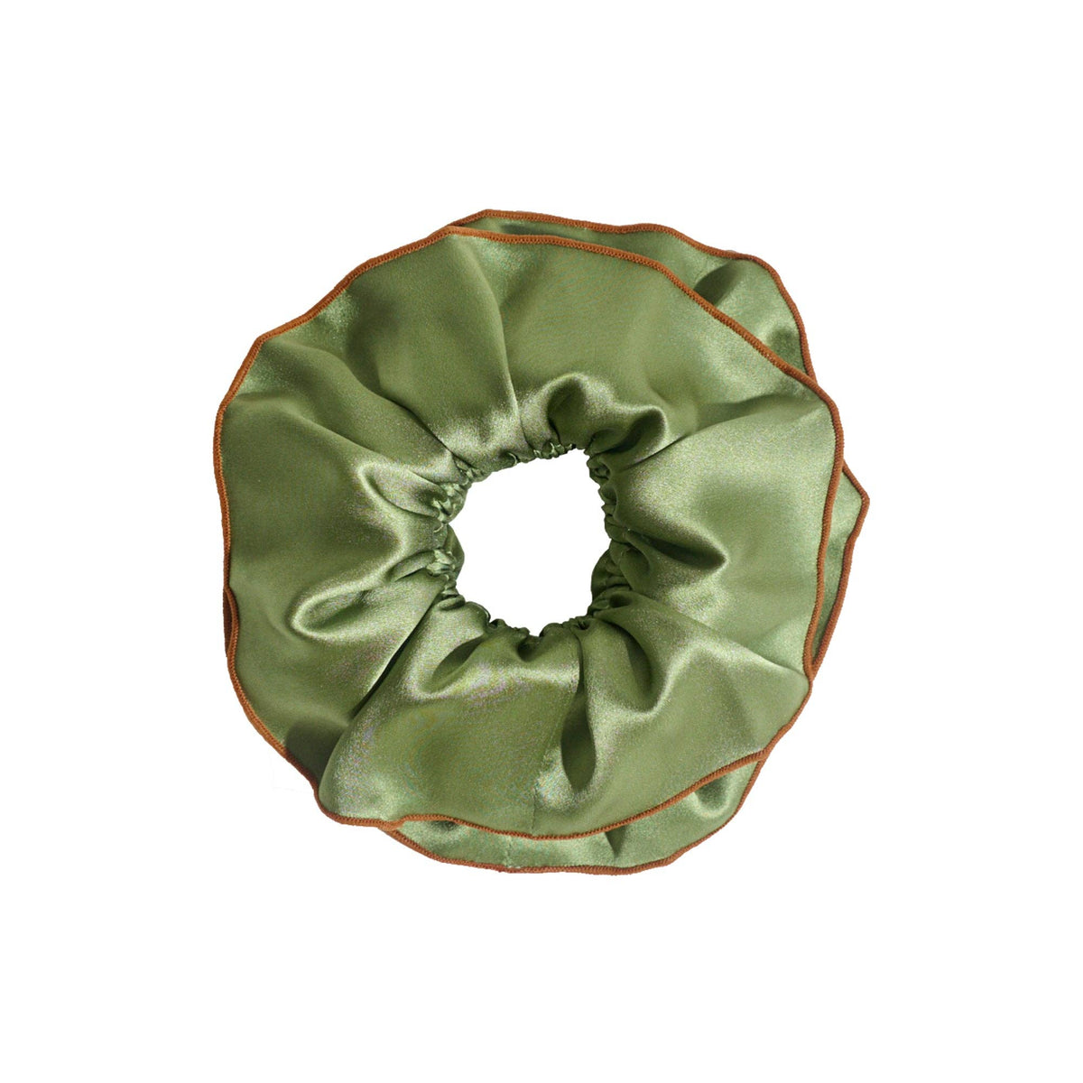 Olive Oversized Double-Layer Silk Scrunchie