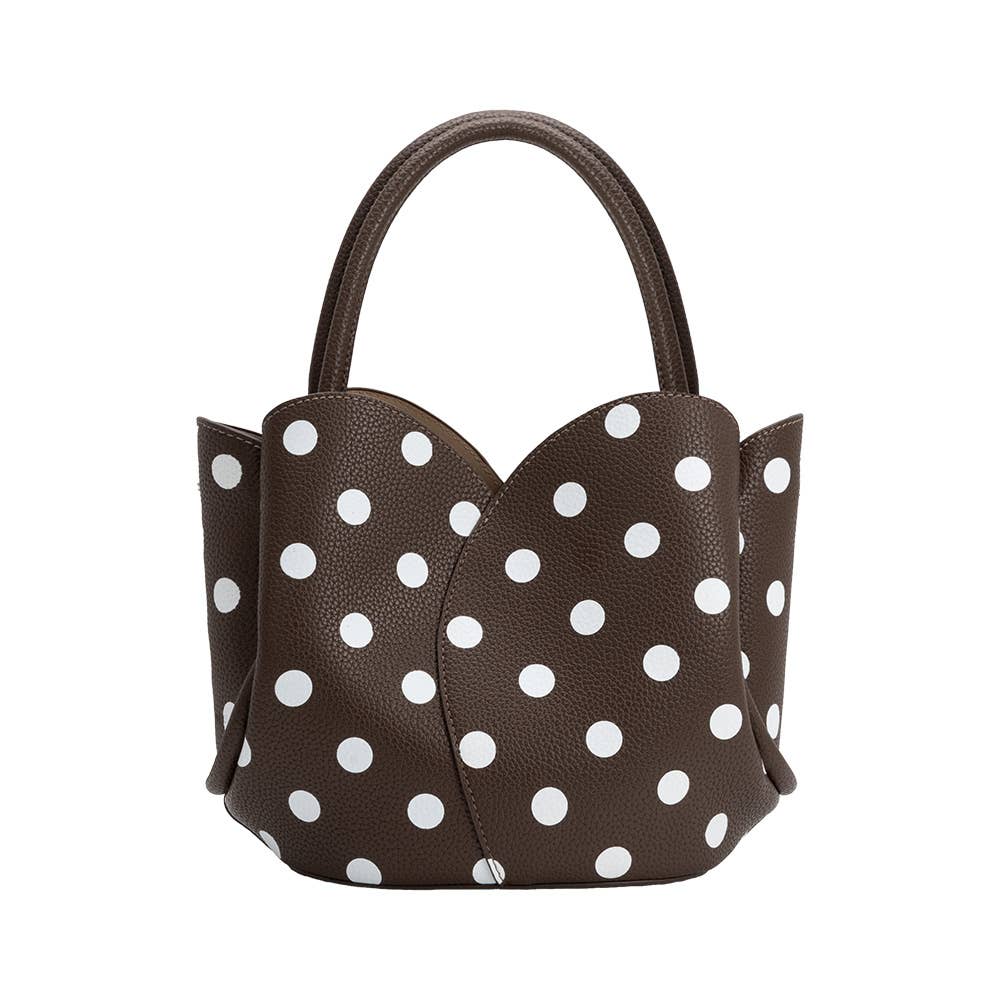 Tulip Brown Polka Dot Top Handle Bag