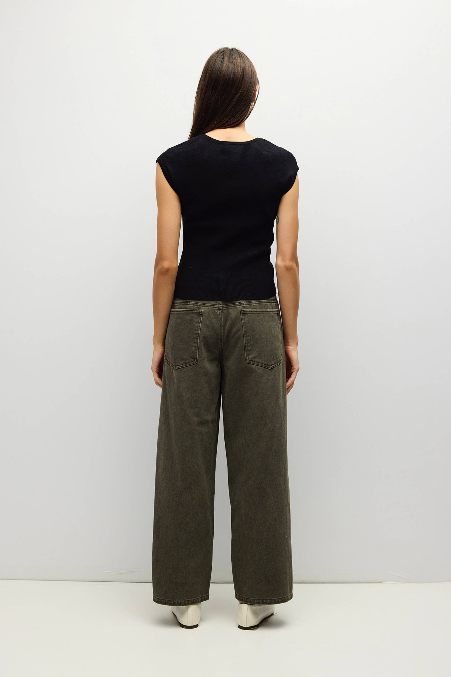 V-Neck Ribbed Knit Top