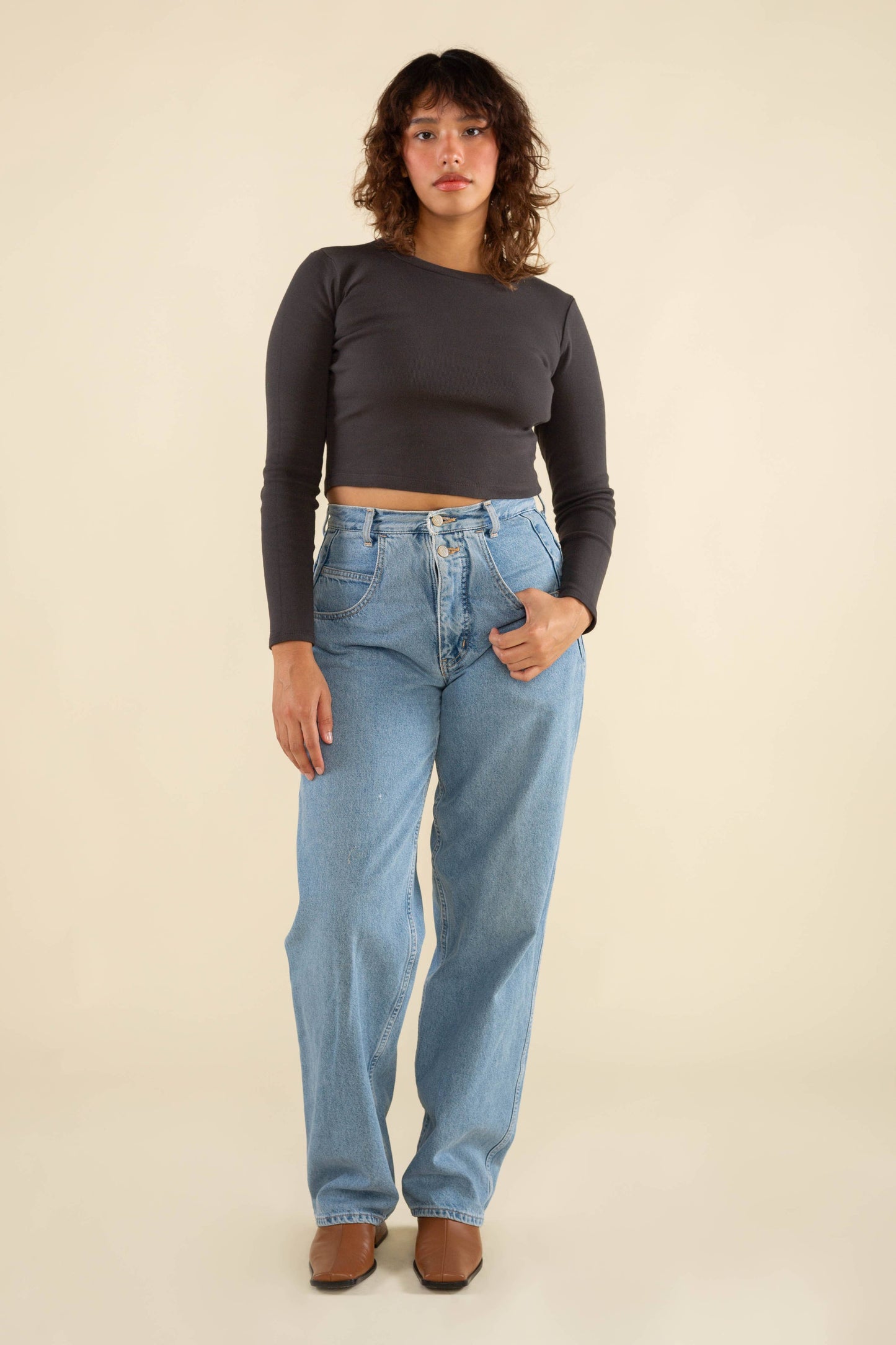 White Long Sleeve Baby Tee