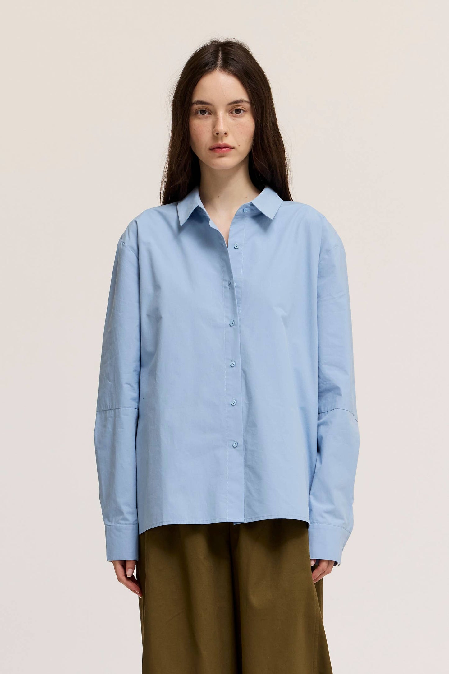 Slate Blue Drop Shoulder Cotton Shirt