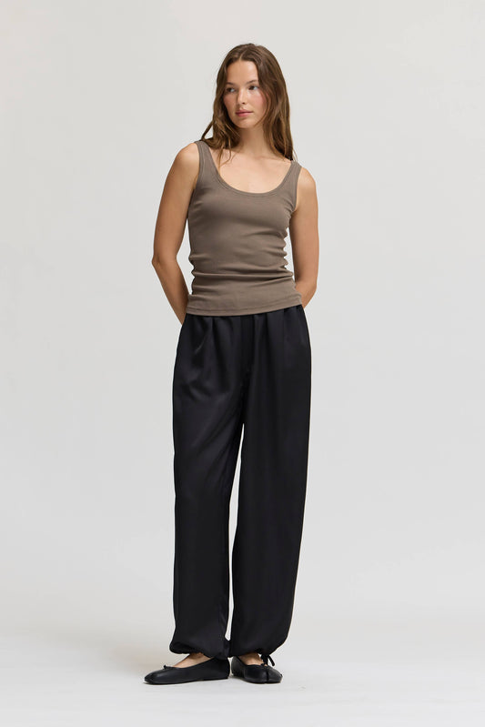 Taupe Brown jersey Scoop Tank Top