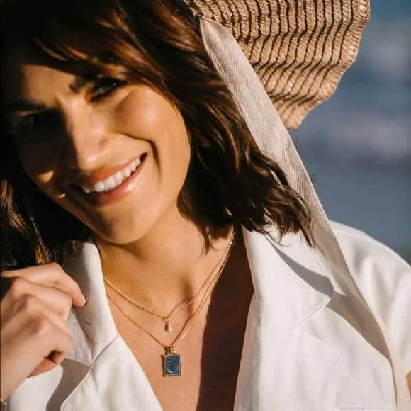 Gold Vermeil Crescent Moon Medallion Necklace