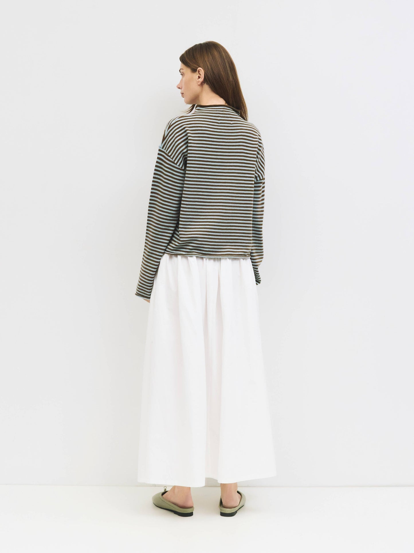 Rolled Edge Striped Button-Down Cardigan