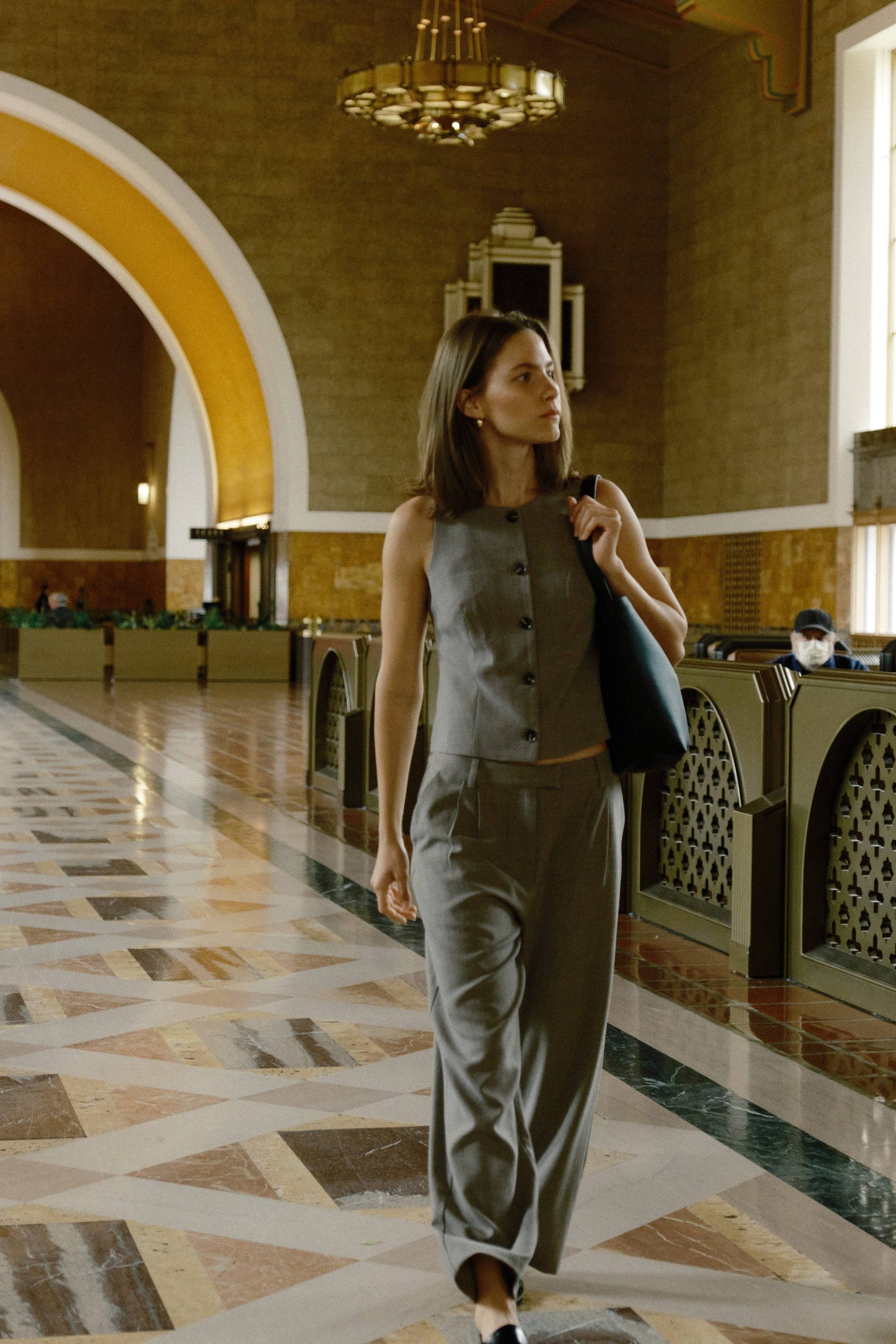 Charcoal Button Up Vest Top