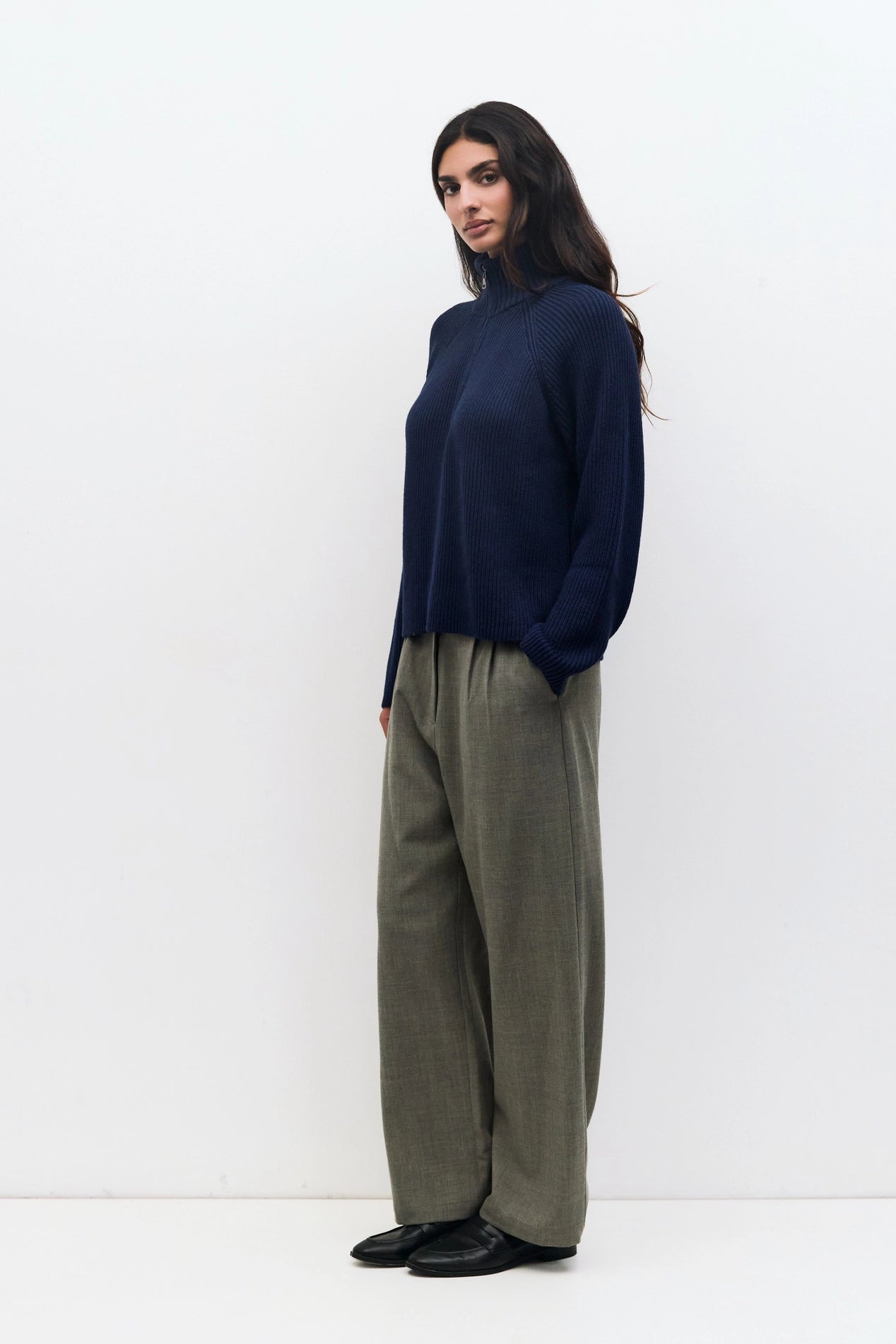 Half-Zip Ribbed Sweater