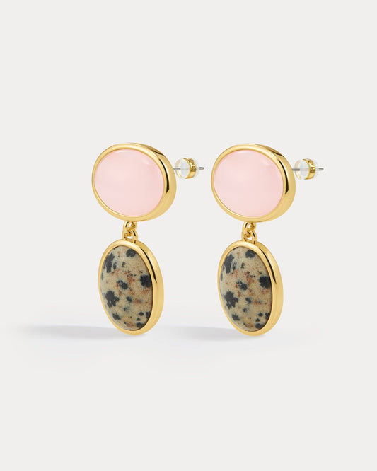 The Rose Quartz Palma Gold Studs