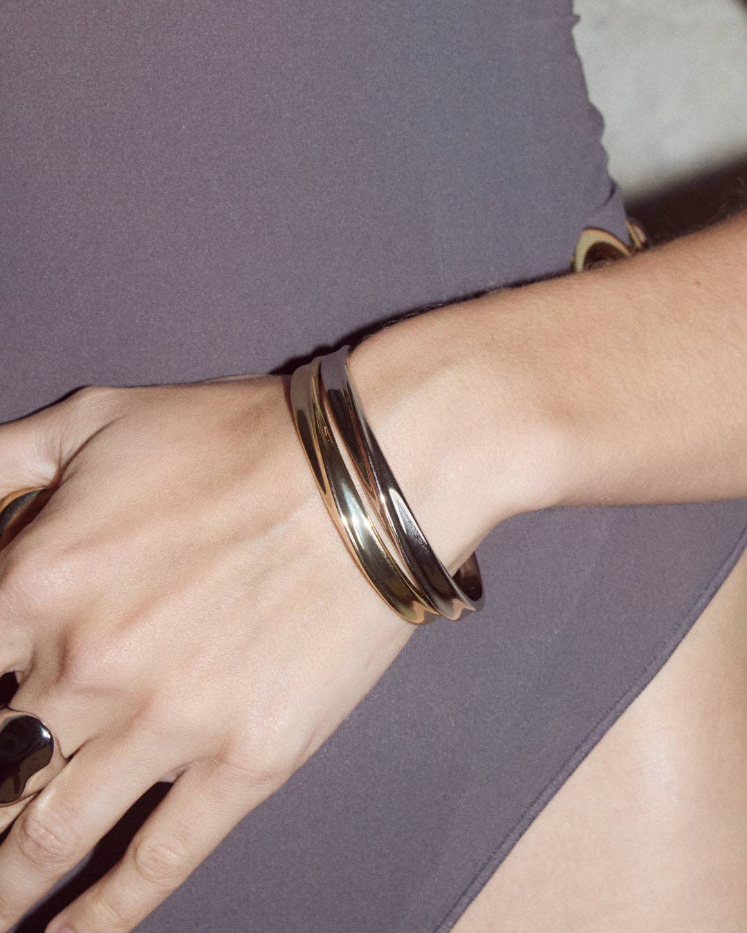 The Mercury Disc Bangle: Silver + Gold