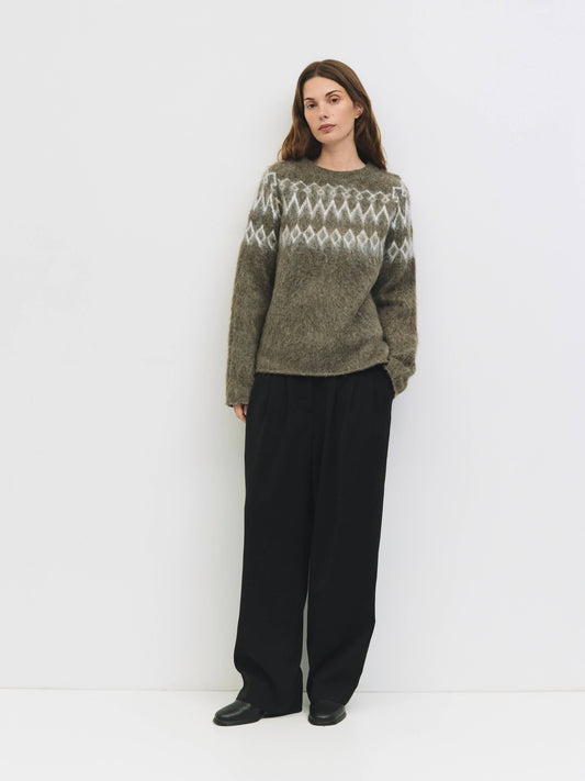 Brown Fair Isle Brushed Sweater