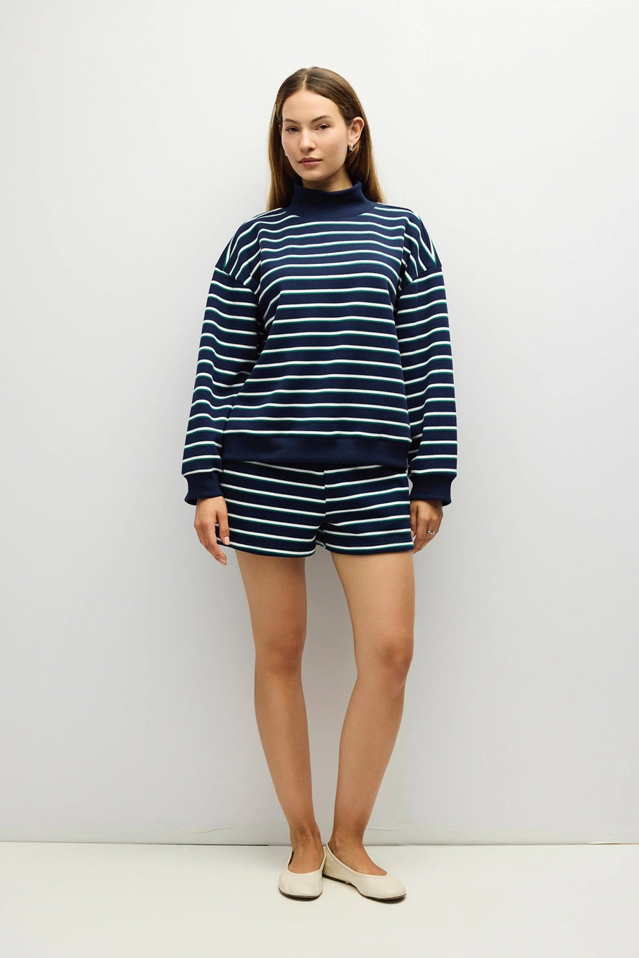 Striped Funnel Neck Fleece