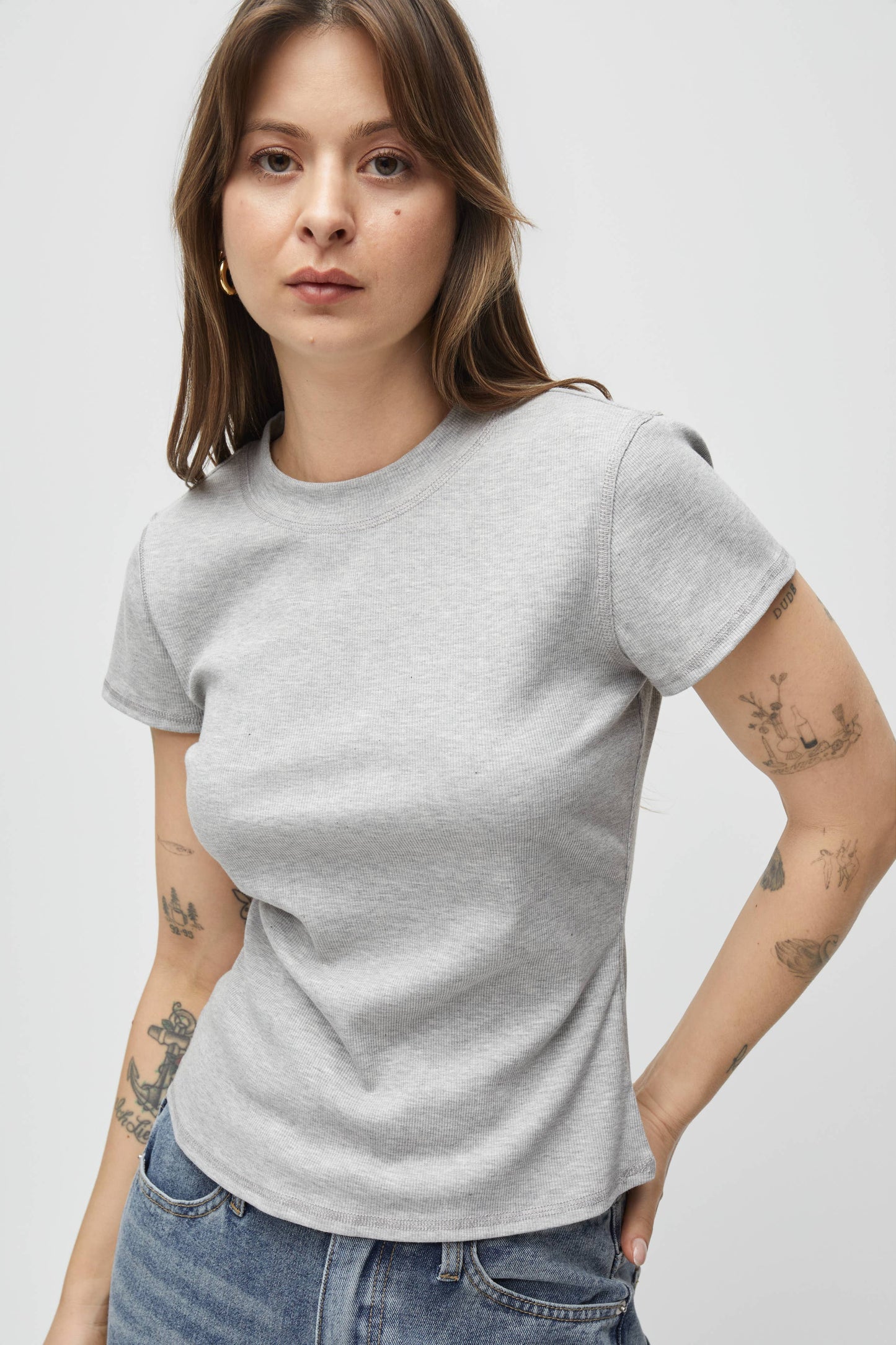 Ribbed High Neck Tee