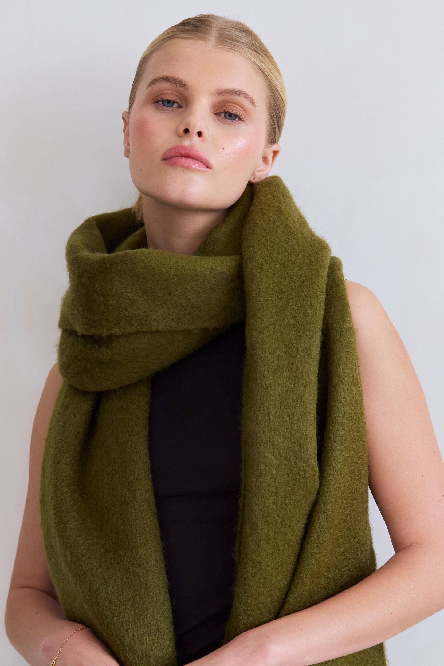 Moss Green Brushed Oversized Scarf