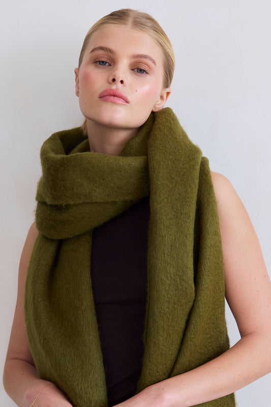 Moss Green Brushed Oversized Scarf