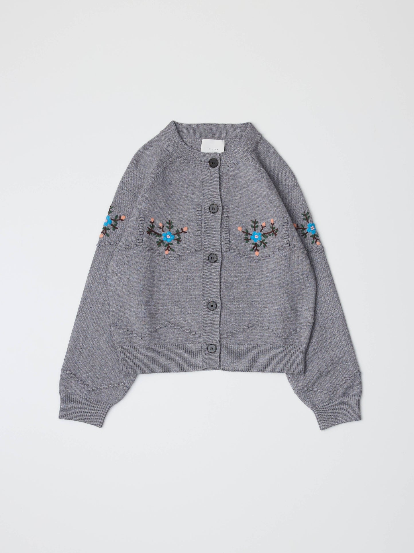 Heather Gray Floral Embroidered Cardigan
