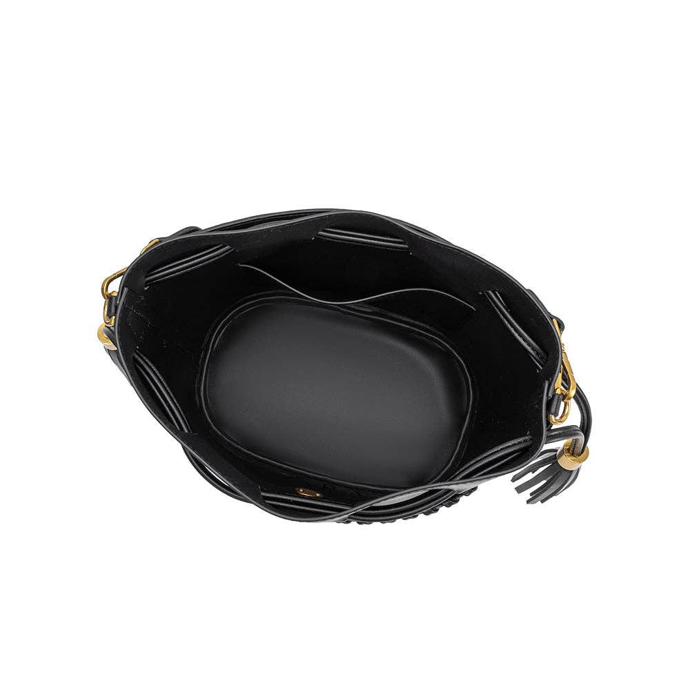 Janae Black Vegan Leather Top Handle Bag